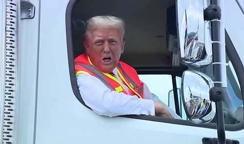 Donald Trump boards garbage truck in response to Biden comment