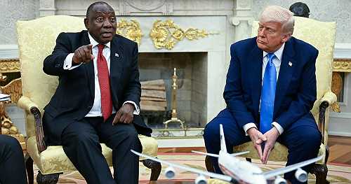 Trump takes questions during meeting with South African president
