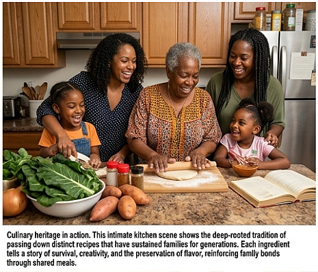 Culinary heritage in action. This intimate kitchen scene shows the deep-rooted tradition of passing...