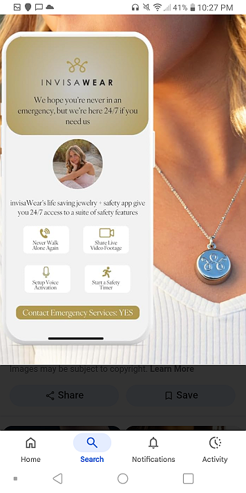 invisaWear Smart Jewelry, Stylish Panic Button, Wearable Safety Device